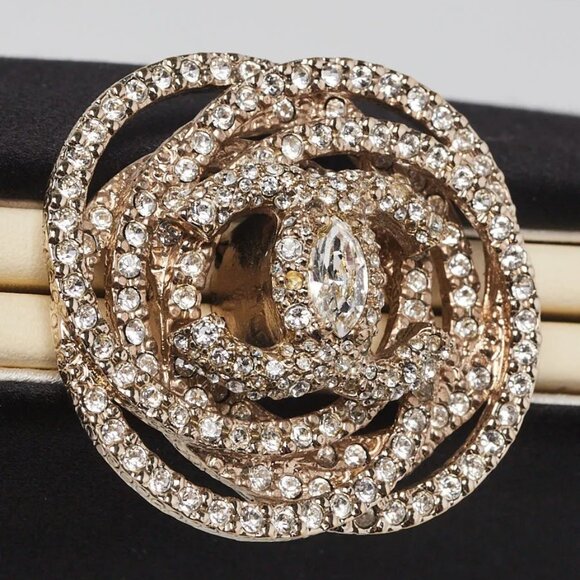 Chanel Black Iridescent Satin Swarovski Crystal Camellia Clutch Bag - Picture 5 of 8